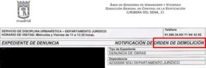 Orden de demolición en Madrid