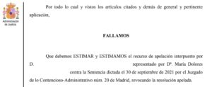 Extracto de la sentencia del TSJM
